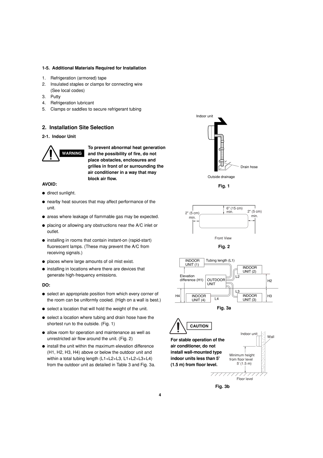 Sanyo KMS1872, KMS2472 service manual Installation Site Selection, Additional Materials Required for Installation 