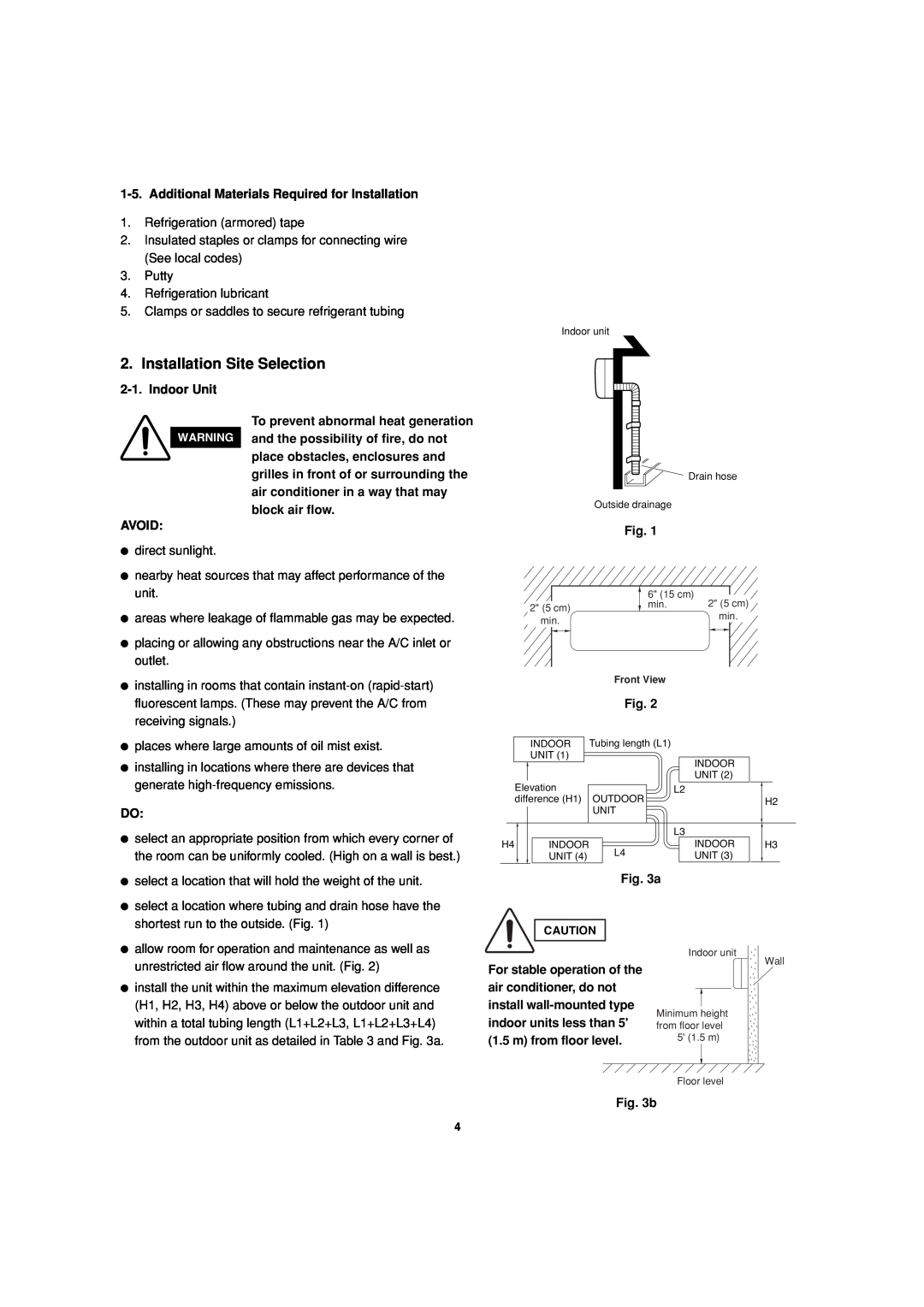 Sanyo KMS1872, KMS2472 service manual Installation Site Selection, Indoor Unit, Avoid, Fig, b 