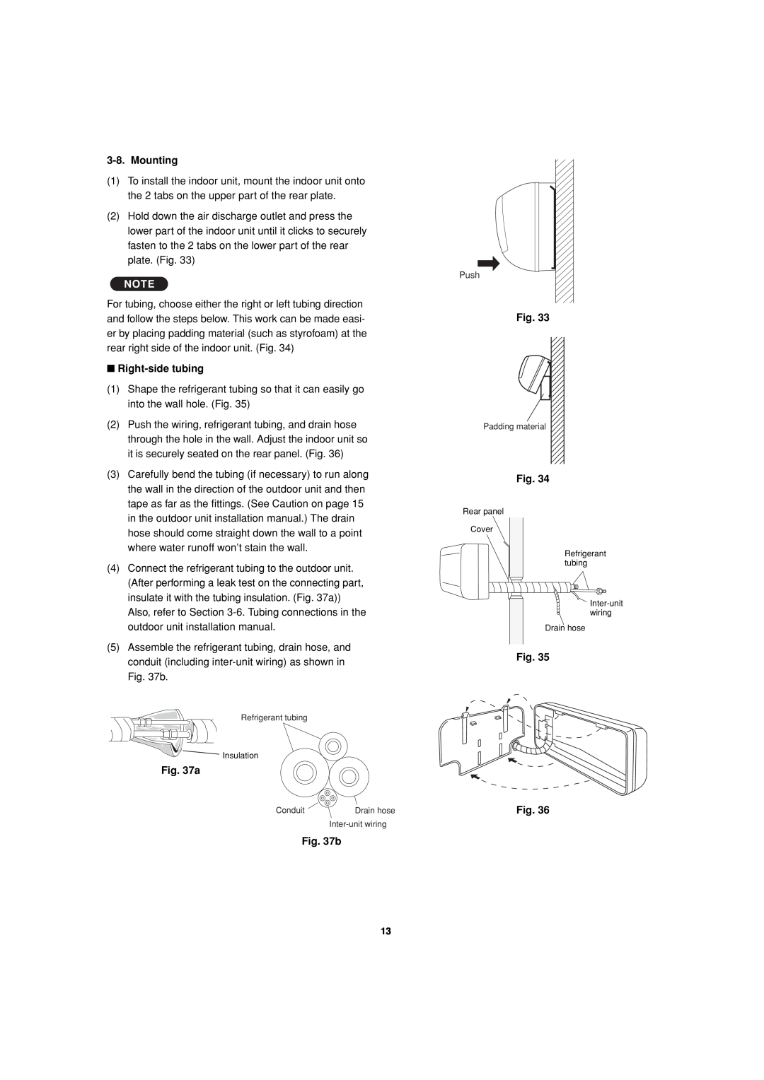 Sanyo KMS2472, KMS1872 service manual Mounting, Right-sidetubing, Fig. Fig, Push 