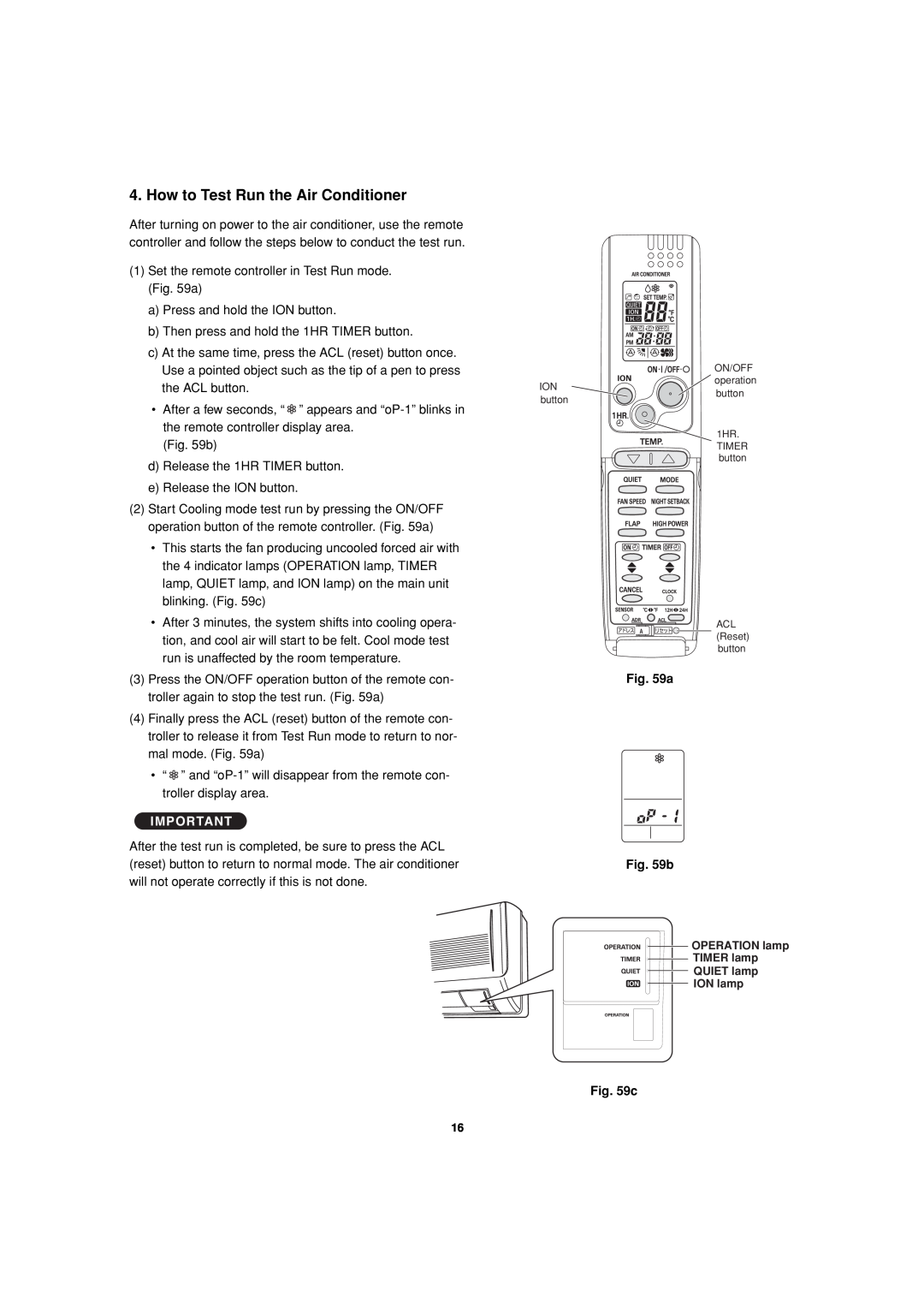 Sanyo KMS1872, KMS2472 service manual How to Test Run the Air Conditioner, a b 