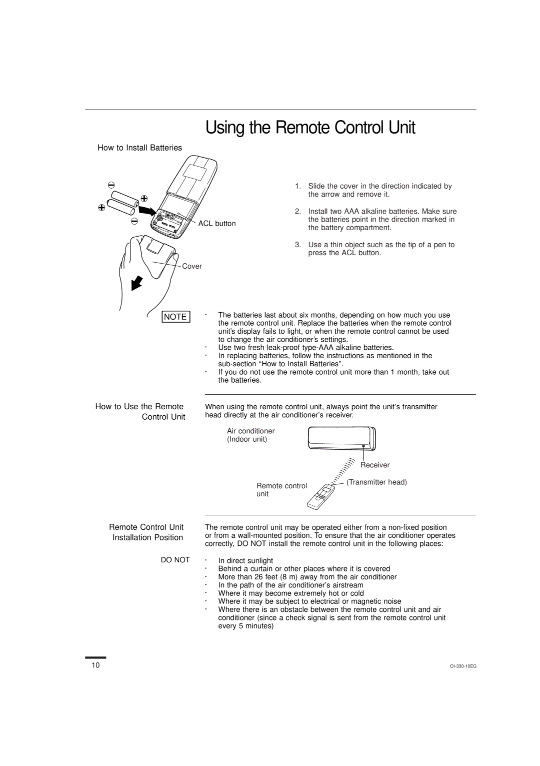 Sanyo KS1251, KS0951 Using the Remote Control Unit, How to Install Batteries, How to Use the Remote Control Unit, Do not 