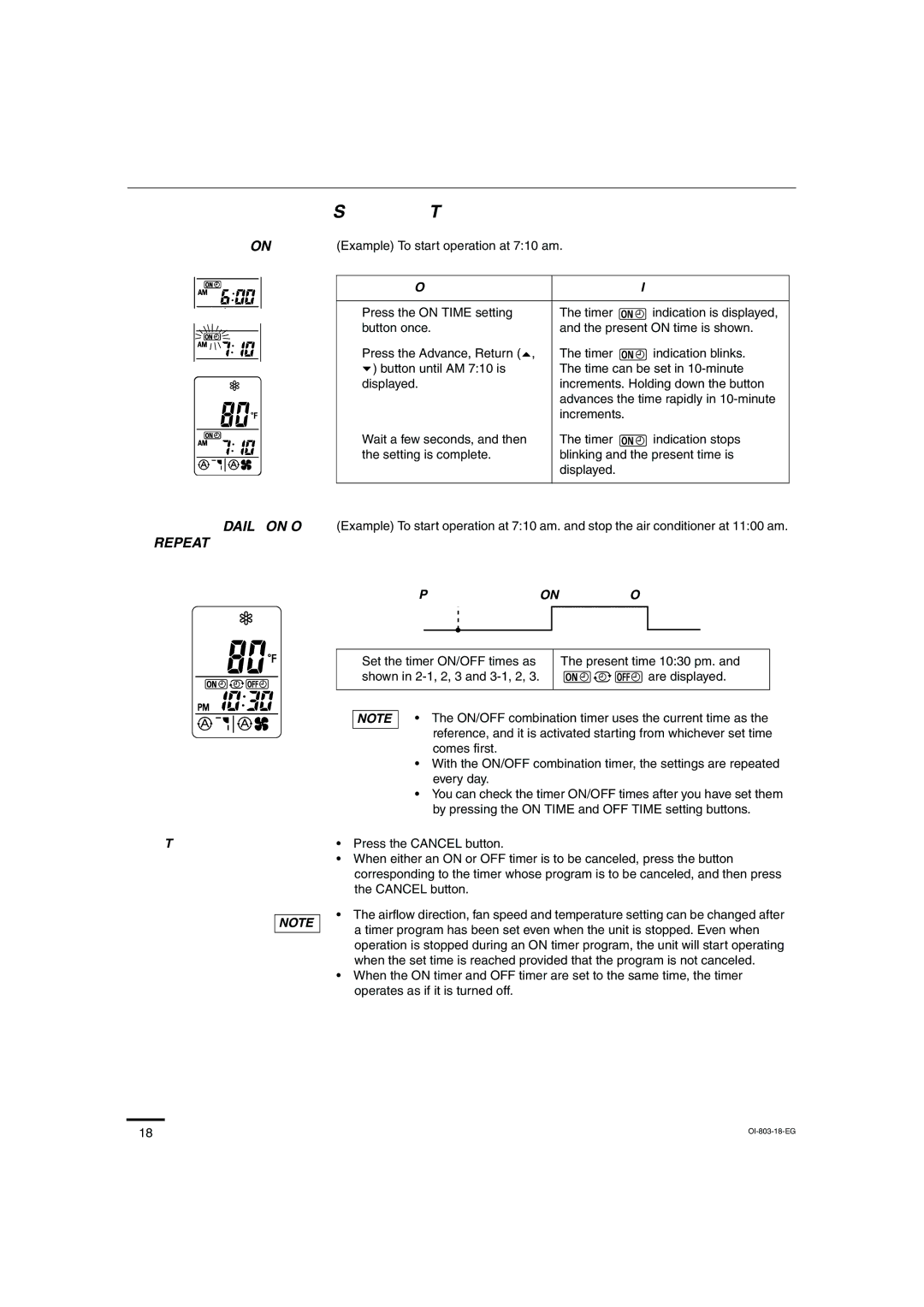 Sanyo KS1271 instruction manual Setting the Timer, Repeat timer, 1030 pm 710 am 1100 am Present time, Off 