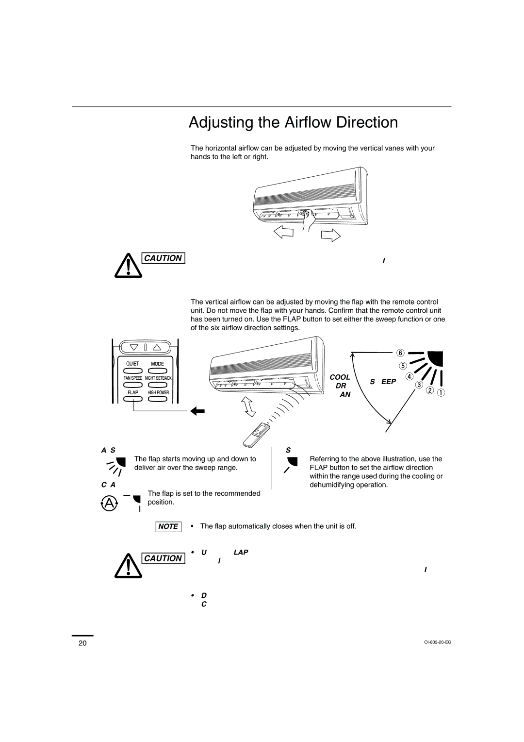 Sanyo KS1271 instruction manual Adjusting the Airflow Direction, Cool Sweep DRY FAN 