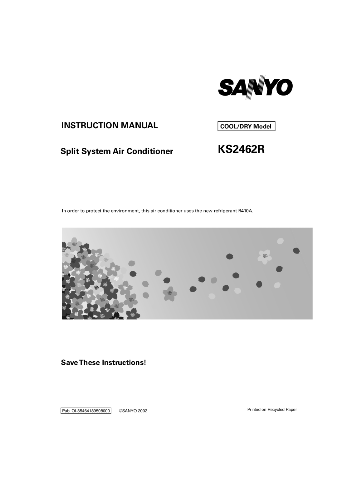 Sanyo KS2462R instruction manual 