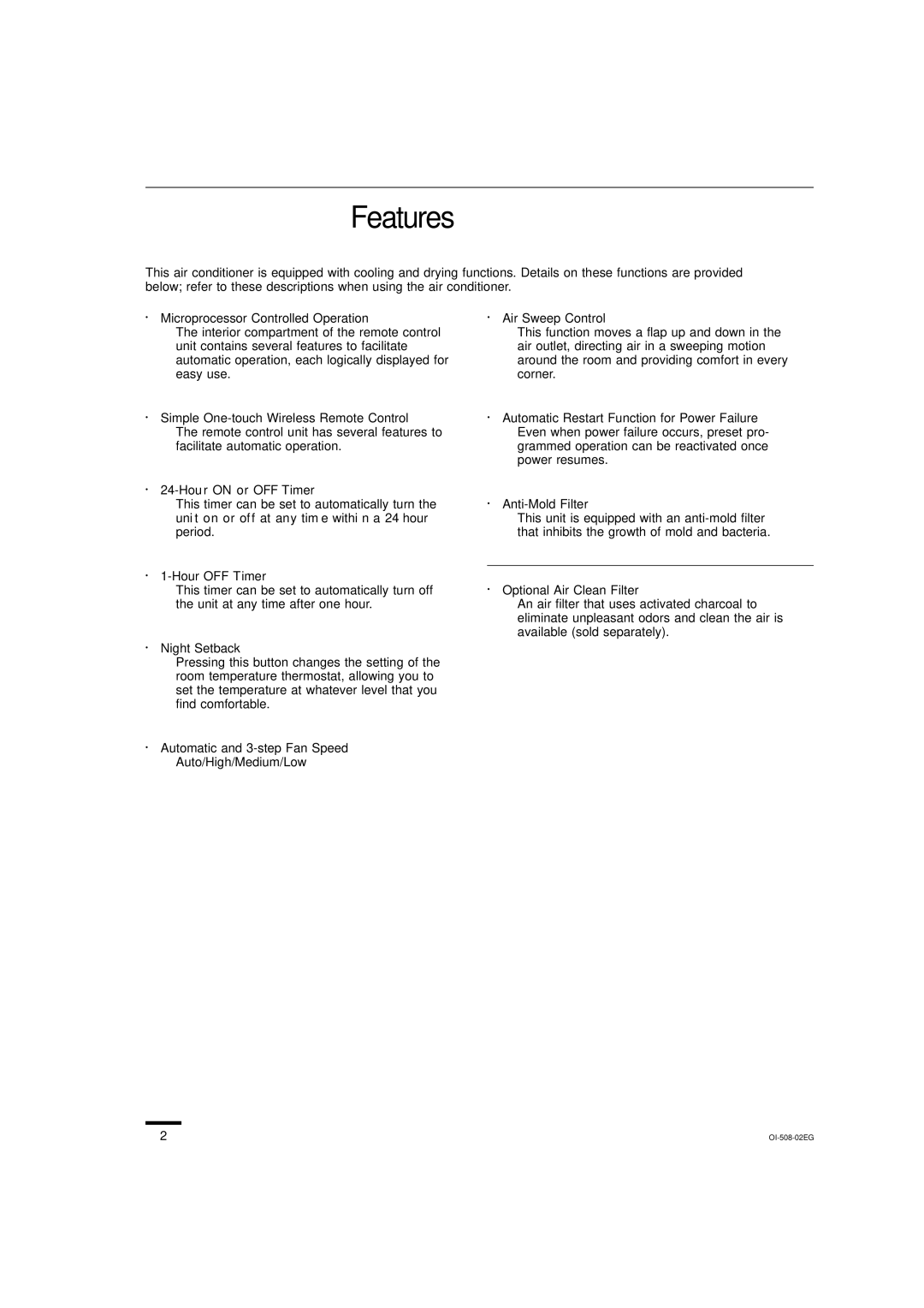 Sanyo KS2462R instruction manual Features 