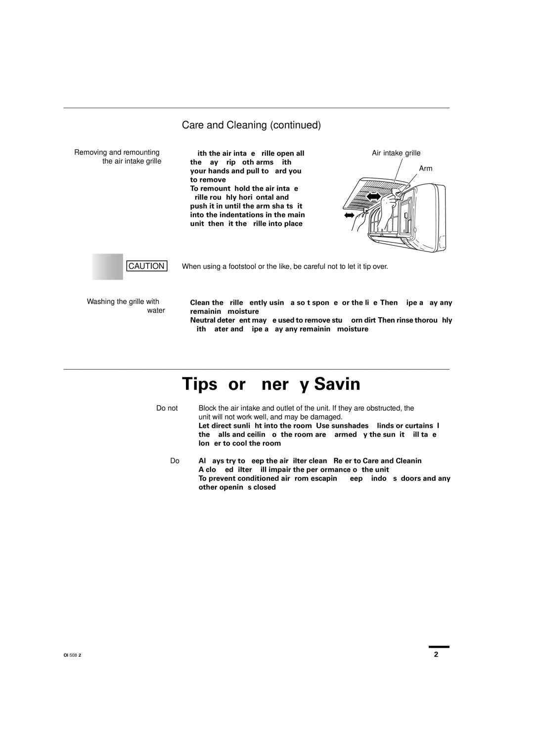 Sanyo KS2462R instruction manual Tips for Energy Saving, Removing and remounting 