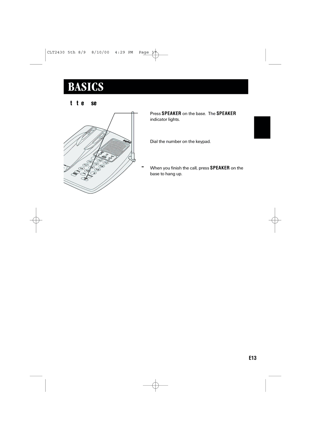 Sanyo LC-2430 instruction manual With the base 