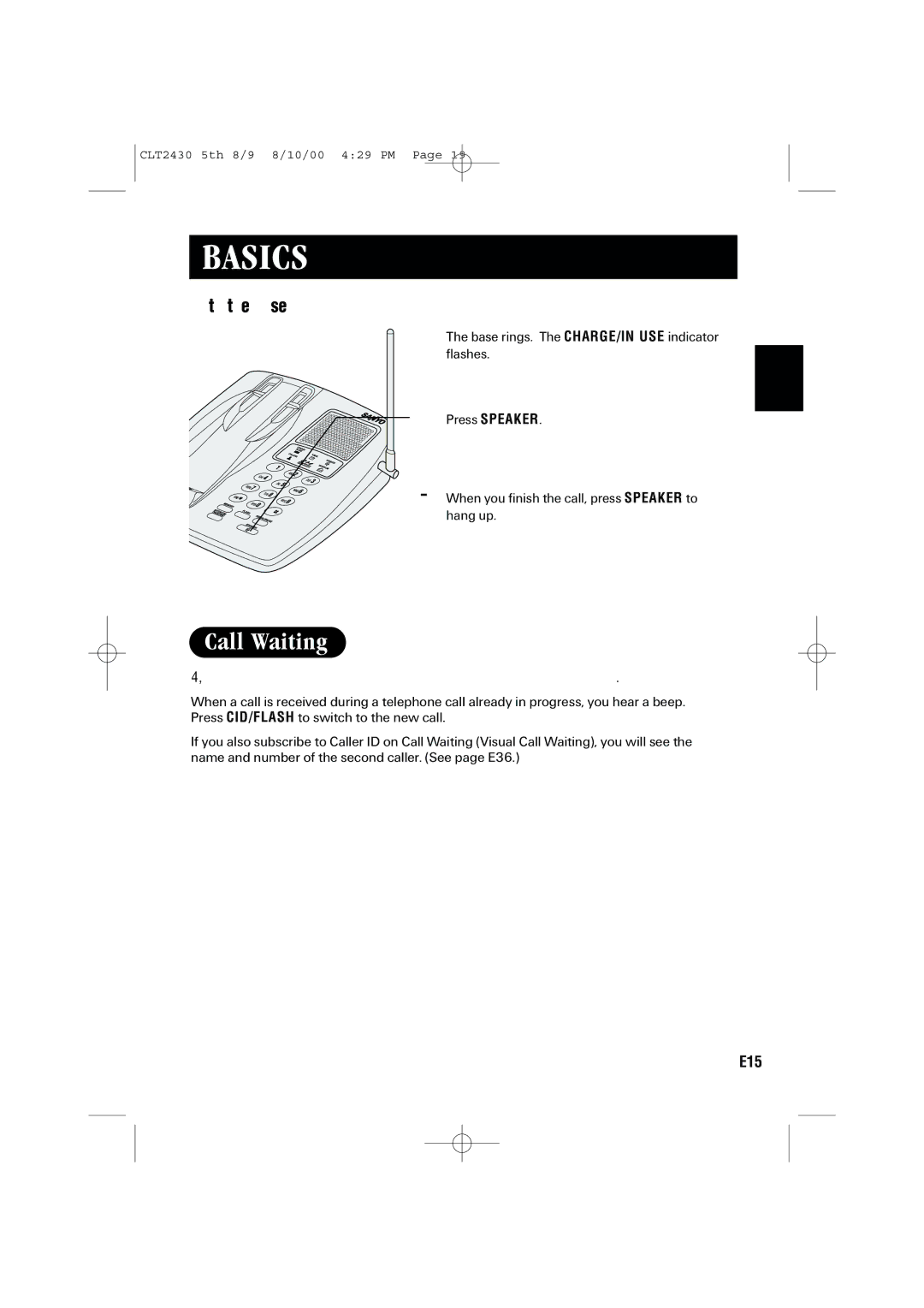 Sanyo LC-2430 instruction manual Call Waiting 