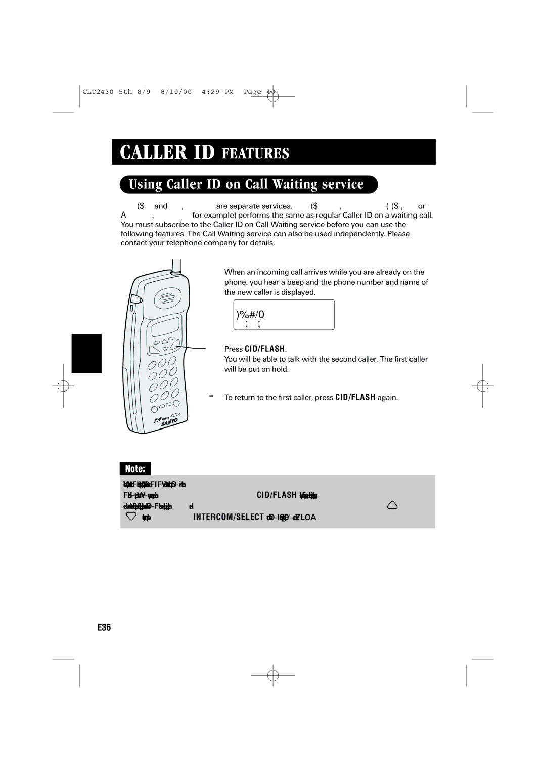 Sanyo LC-2430 instruction manual Using Caller ID on Call Waiting service 