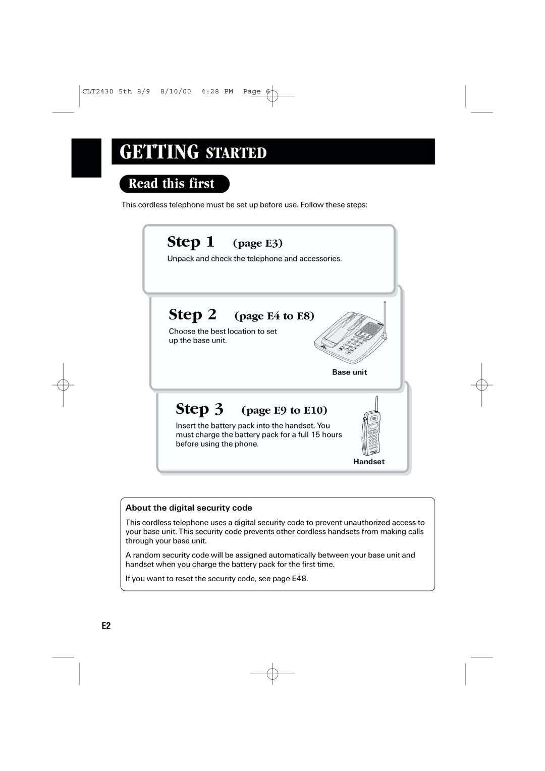 Sanyo LC-2430 instruction manual Getting Started, Read this first, E4 to E8, E9 to E10 