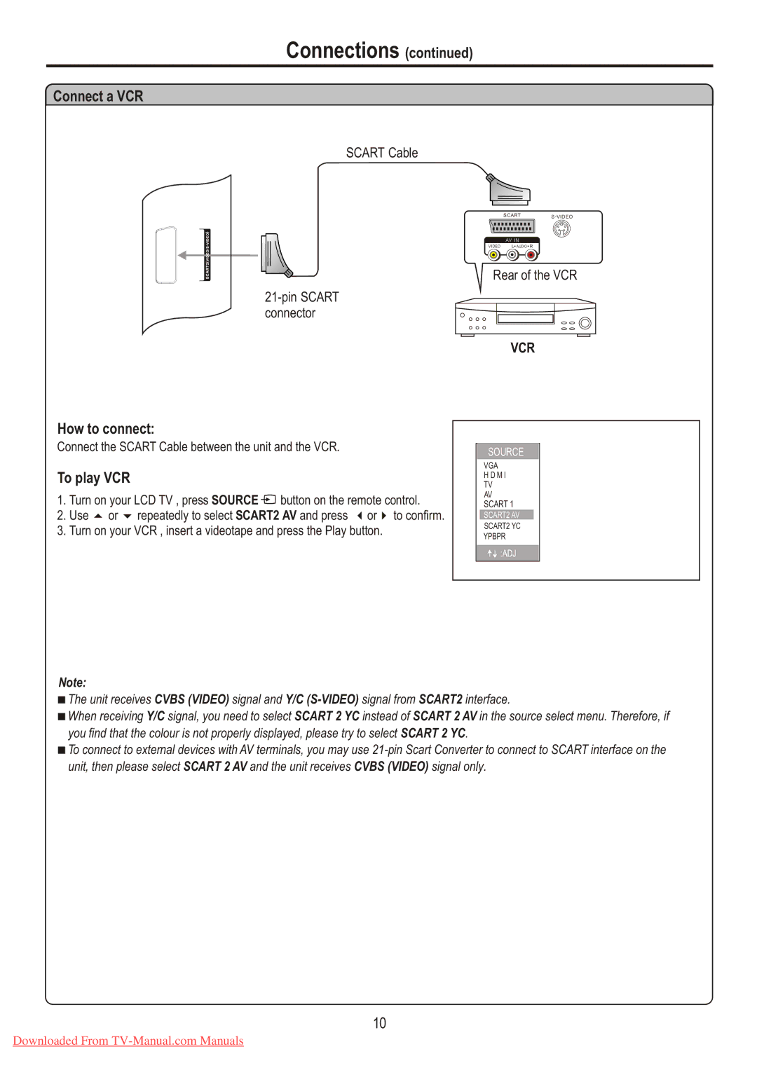 Sanyo LCD-26XL7 instruction manual Connect a VCR, To play VCR 