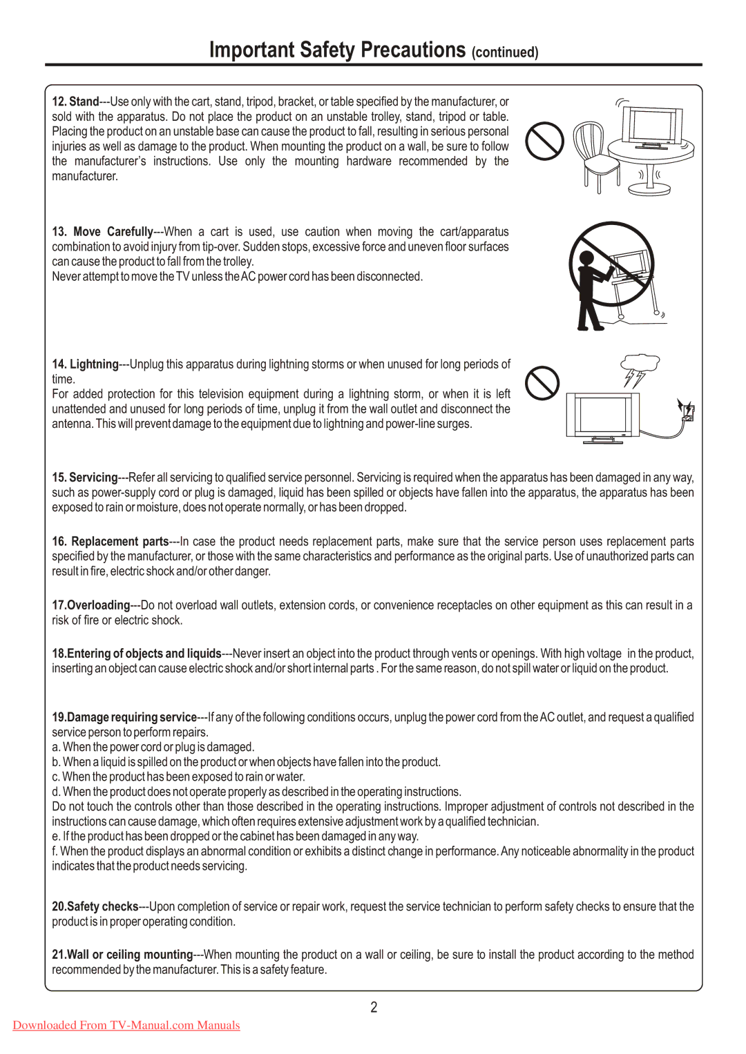 Sanyo LCD-26XL7 instruction manual Important Safety Precautions 