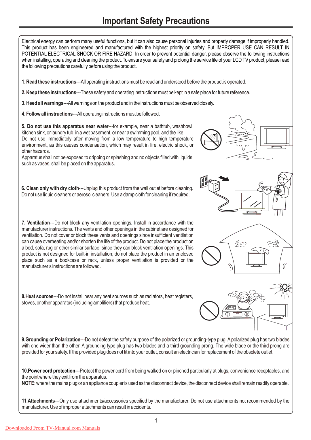 Sanyo LCD-26XR7 instruction manual Important Safety Precautions 