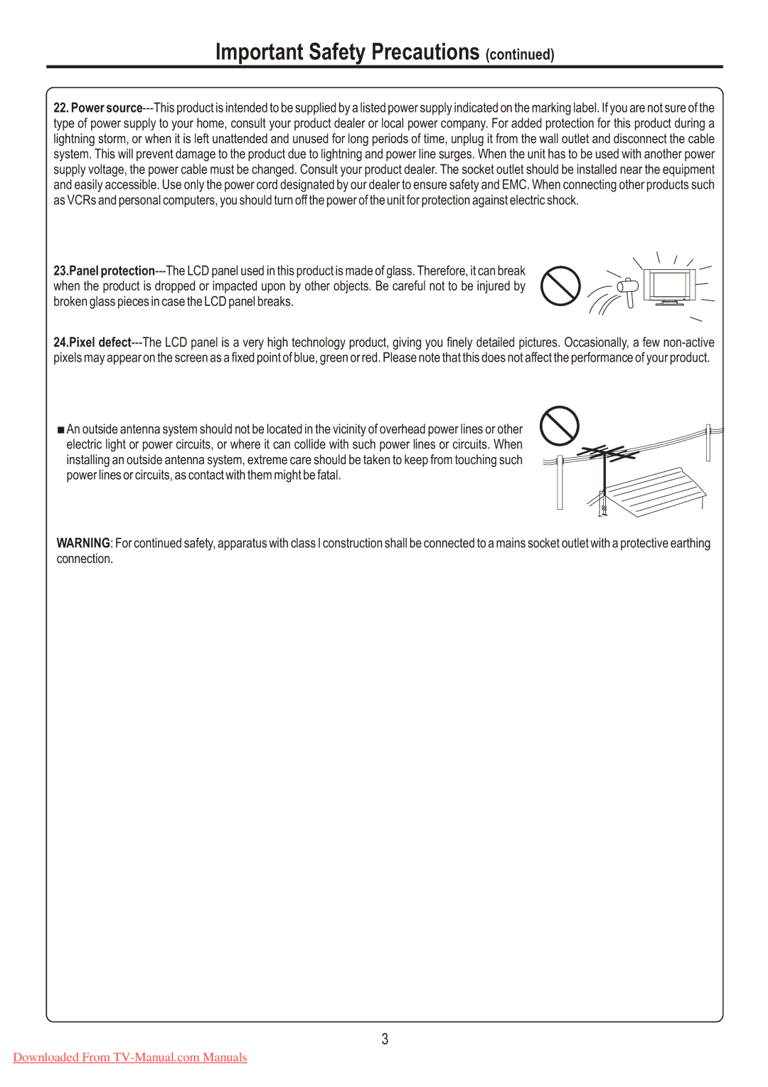 Sanyo LCD-26XR7 instruction manual Important Safety Precautions 