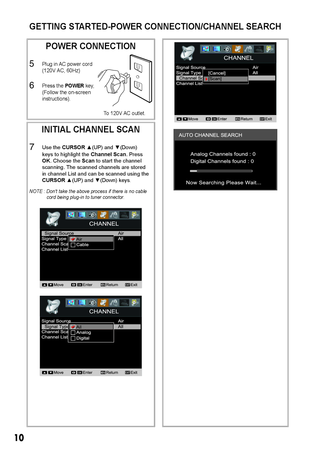 Sanyo LCD-42E3, LCD-32E3, LCD-19E3, LCD-26E3 manual Initial Channel Scan 