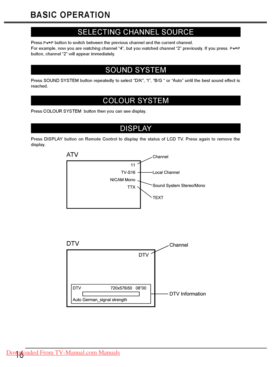 Sanyo LCD-42E30FA, LCD-26E30A, LCD-19E30A, LCD-32E30A Selecting Channel Source, Sound System, Colour System, Display 