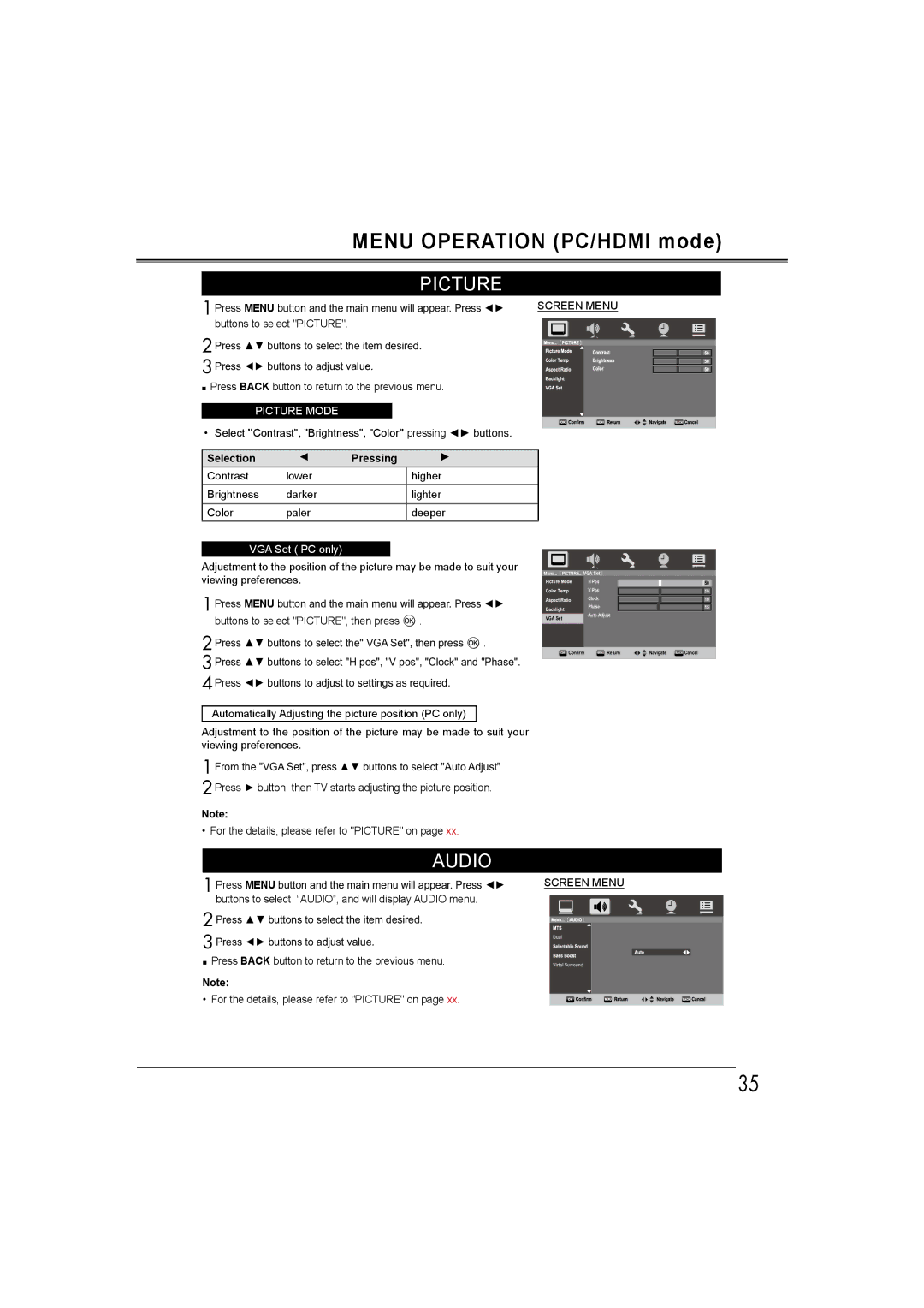 Sanyo LCD-32E30A, LCD-42E30FA, LCD-26E30A, LCD-19E30A owner manual VGA Set PC only, 3UHVVŻŹEXWWRQVWRDGMXVWYDOXH 