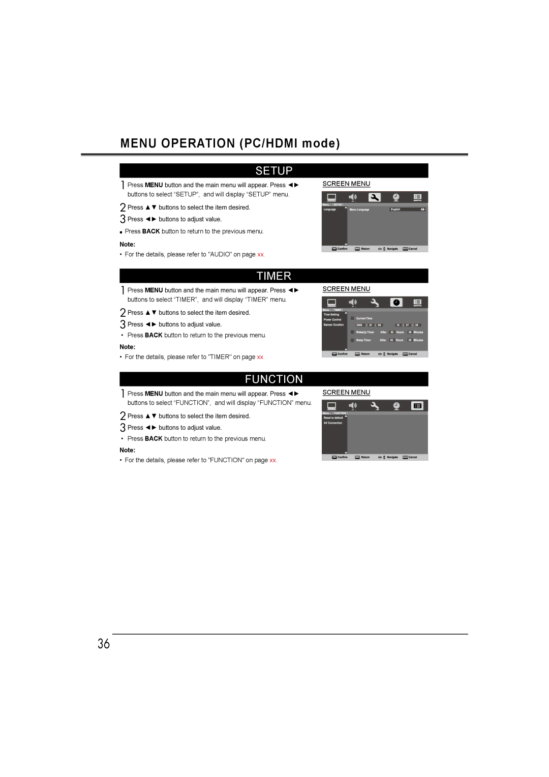 Sanyo LCD-42E30FA, LCD-26E30A, LCD-19E30A, LCD-32E30A owner manual Timer, Function 