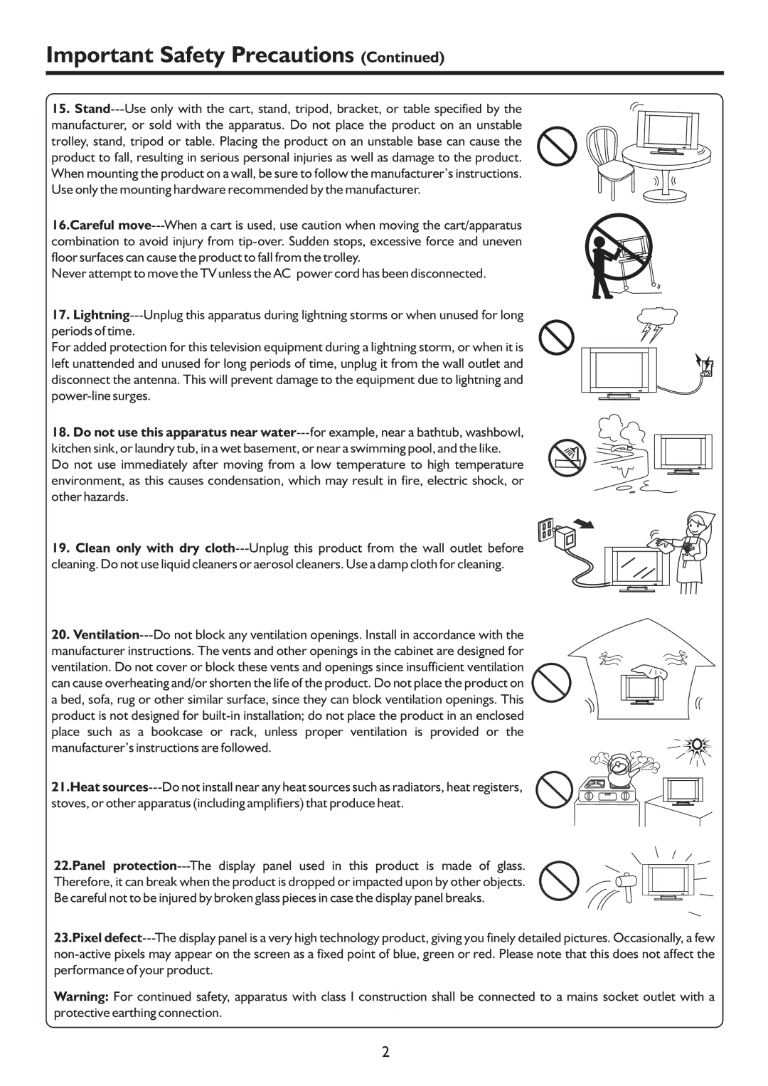 Sanyo LCD-47XR8DA instruction manual Important Safety Precautions 