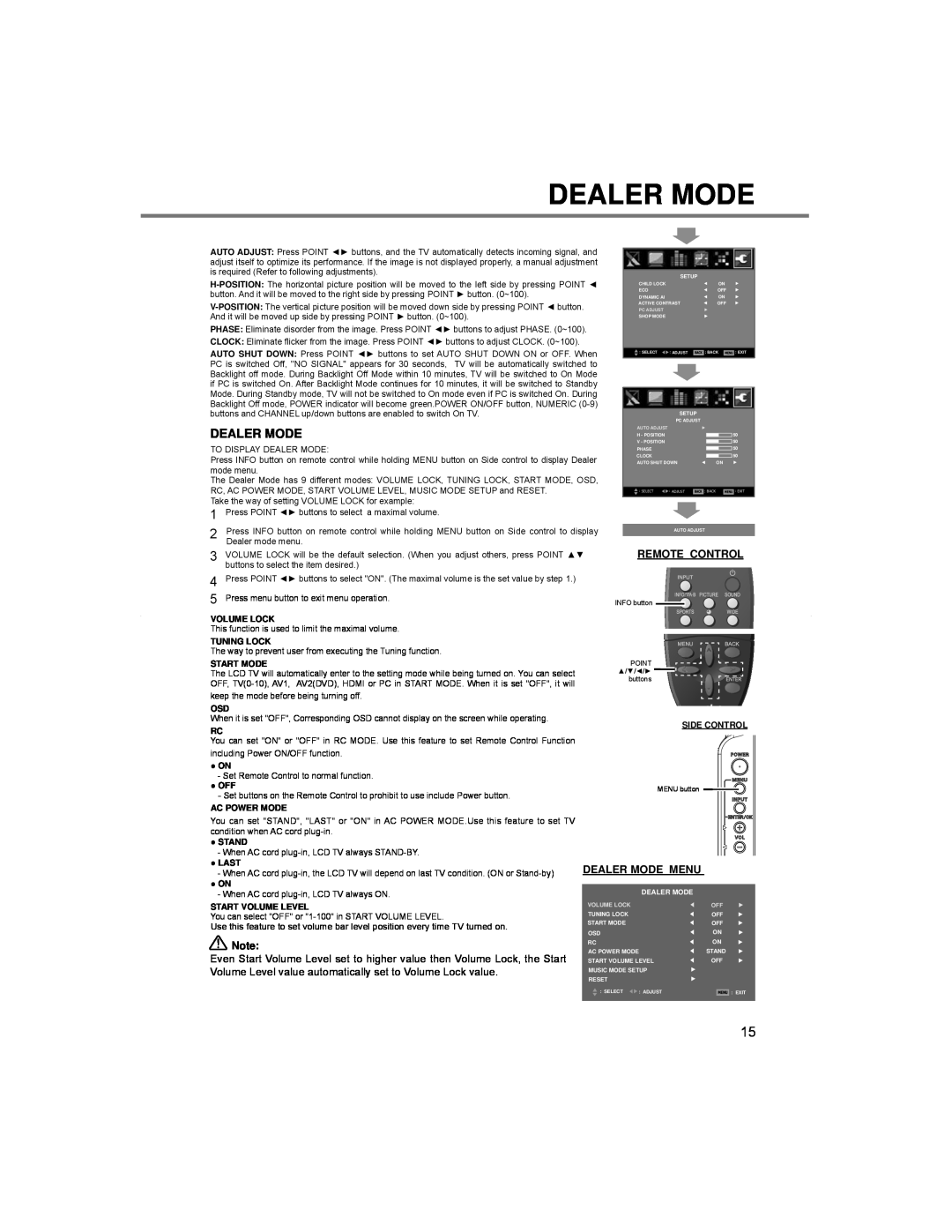 Sanyo LCE-24C100F(R), LCE-24C100F(S), LCE-24C100F(N), LCE-24C100F(K) instruction manual Dealer Mode 