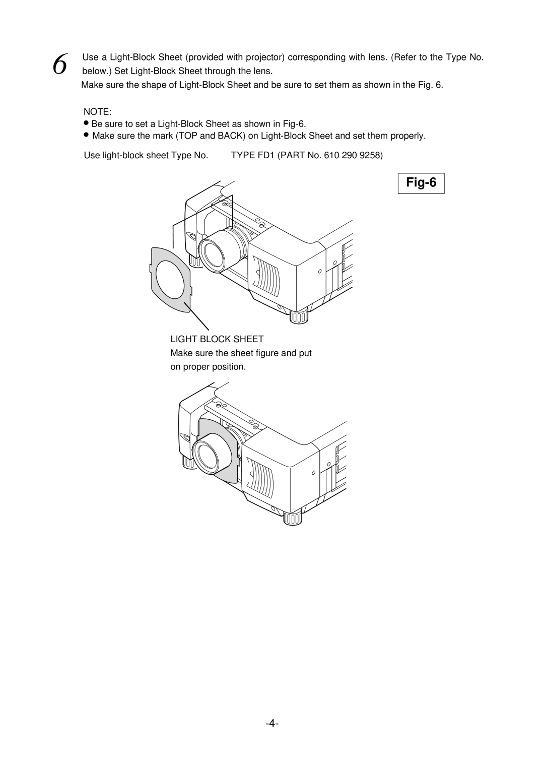 Sanyo LNS-S03 manual Fig-6, Light Block Sheet 