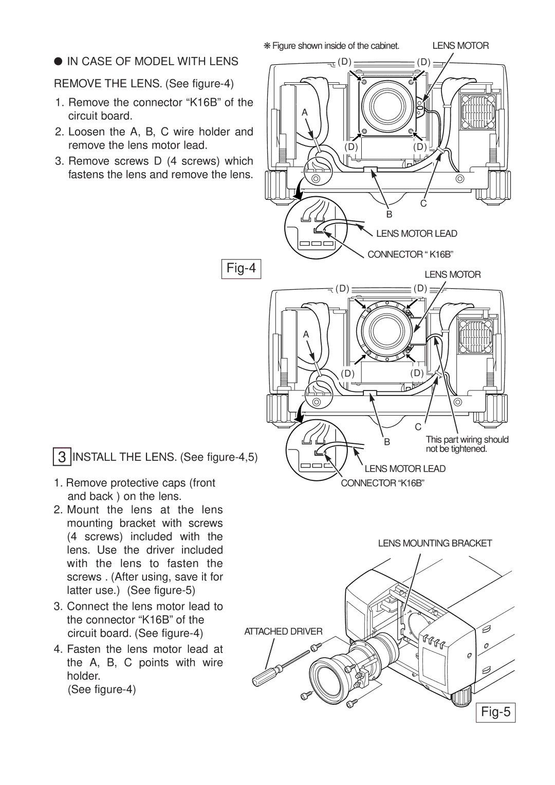 Sanyo LNS-T02K, LNS-W02K manual Fig-4, Fig-5, Case of Model with Lens 