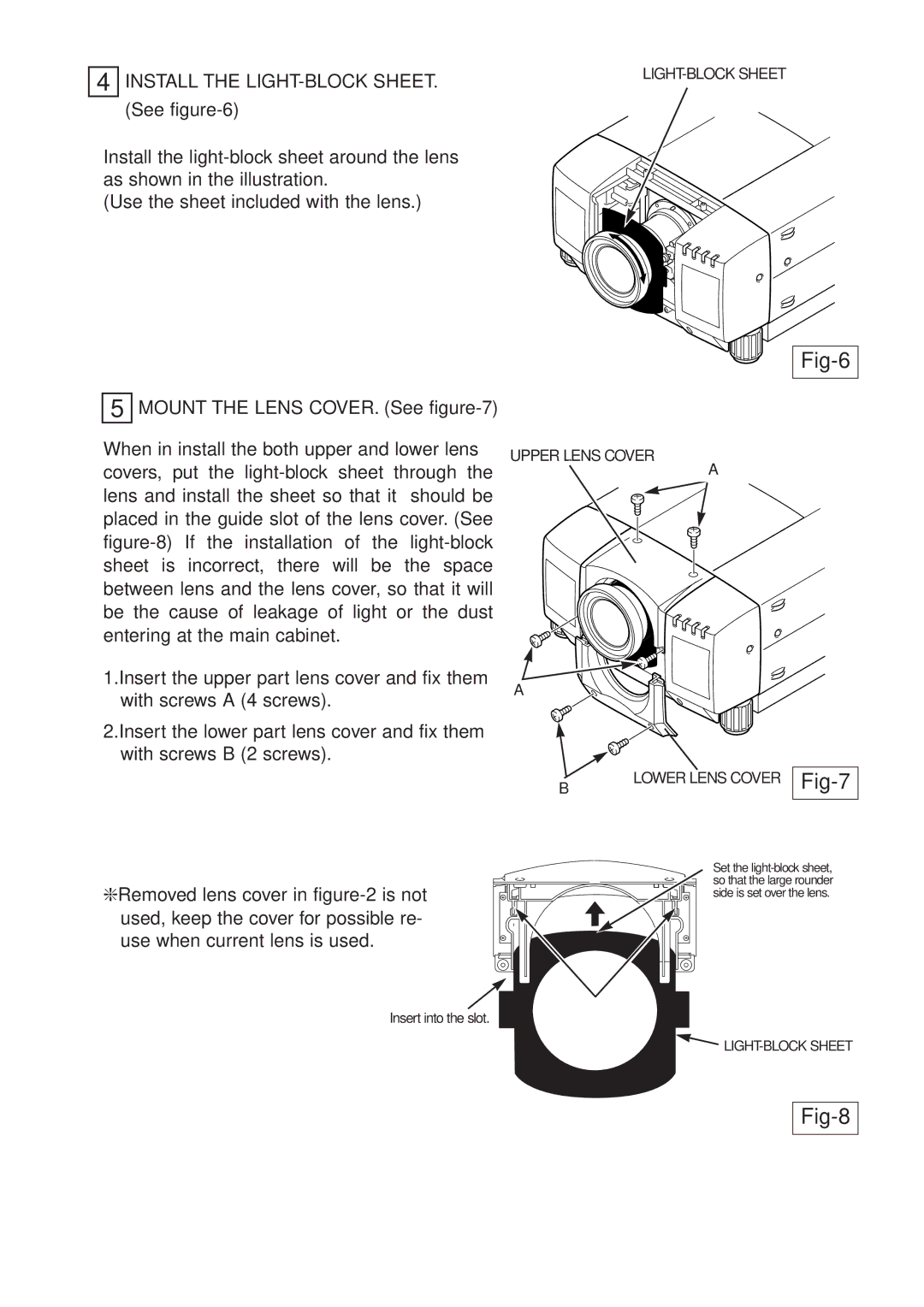 Sanyo LNS-T02K, LNS-W02K manual Fig-6, Fig-7, Fig-8 