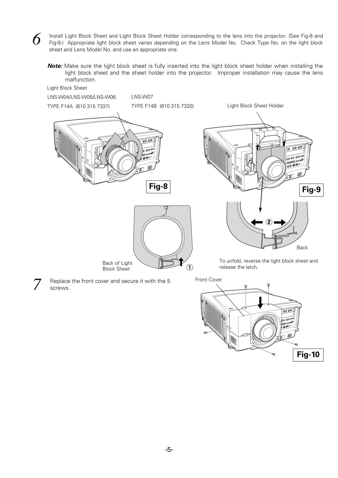 Sanyo LNS-W07, LNS-W05, LNS-W06, LNS-W04 manual Fig-8 Fig-9, Fig-10 