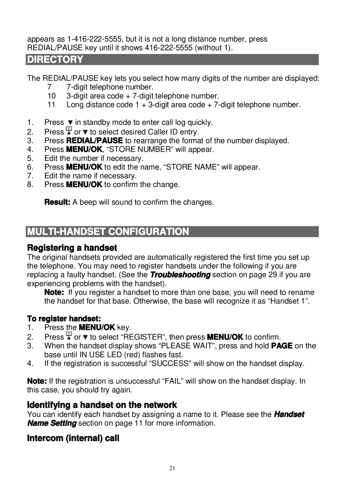 Sanyo LNS-W10 instruction manual MULTI-HANDSET Configuration, Registering a handset, Identifying a handset on the network 