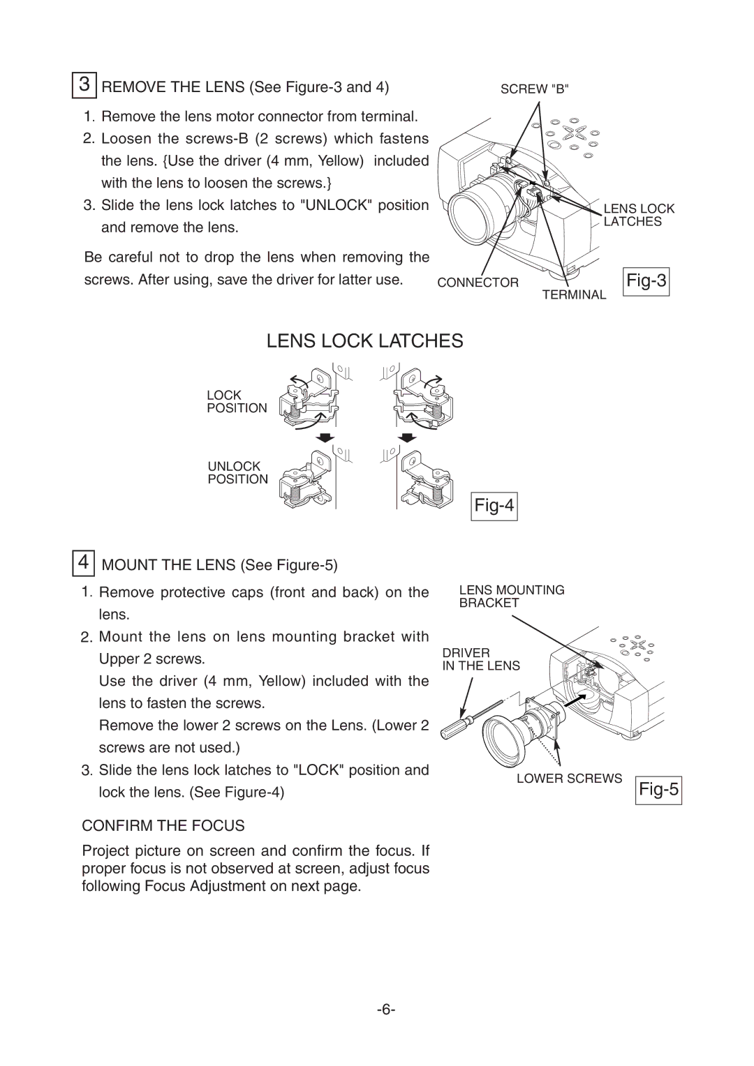 Sanyo LNS-W32 manual Lens Lock Latches 