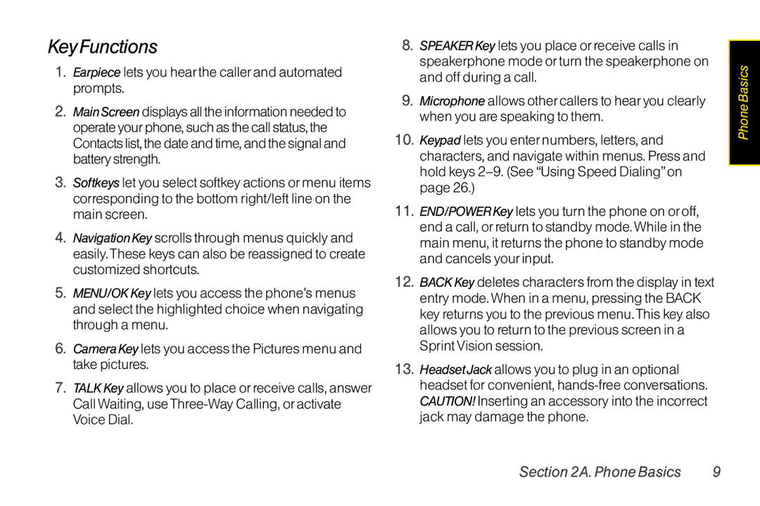 Sanyo LX manual Key Functions 