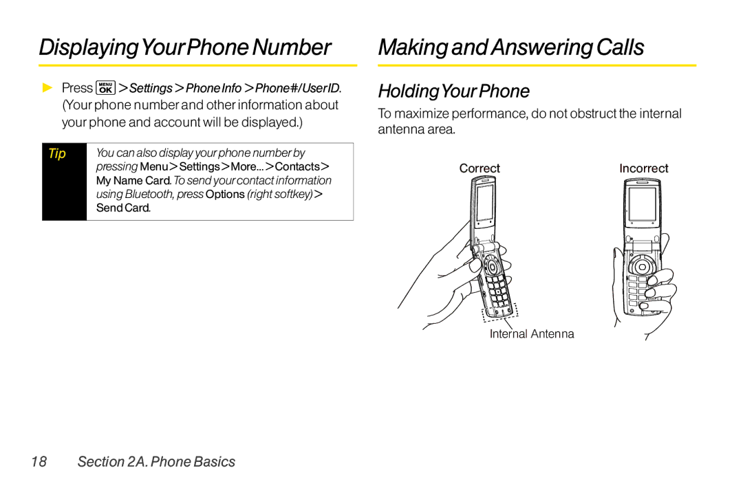 Sanyo LX DisplayingYourPhone Number, Making andAnswering Calls, HoldingYourPhone, Your phone and account will be displayed 