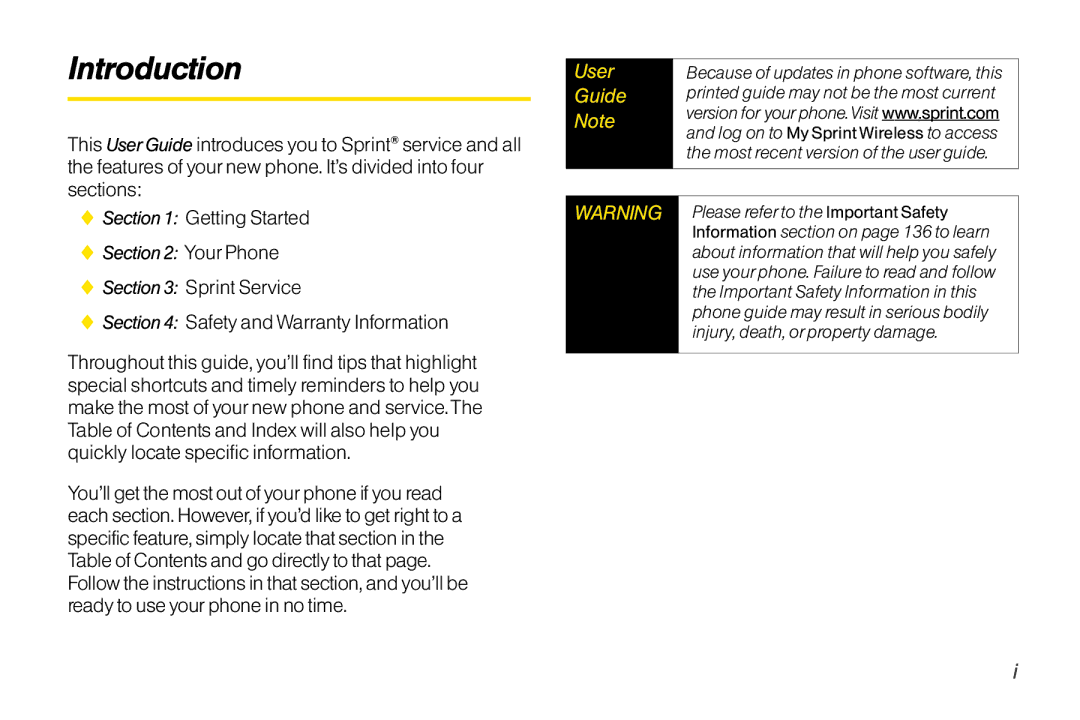 Sanyo LX manual Sprint Service Safety and Warranty Information, Your Phone 