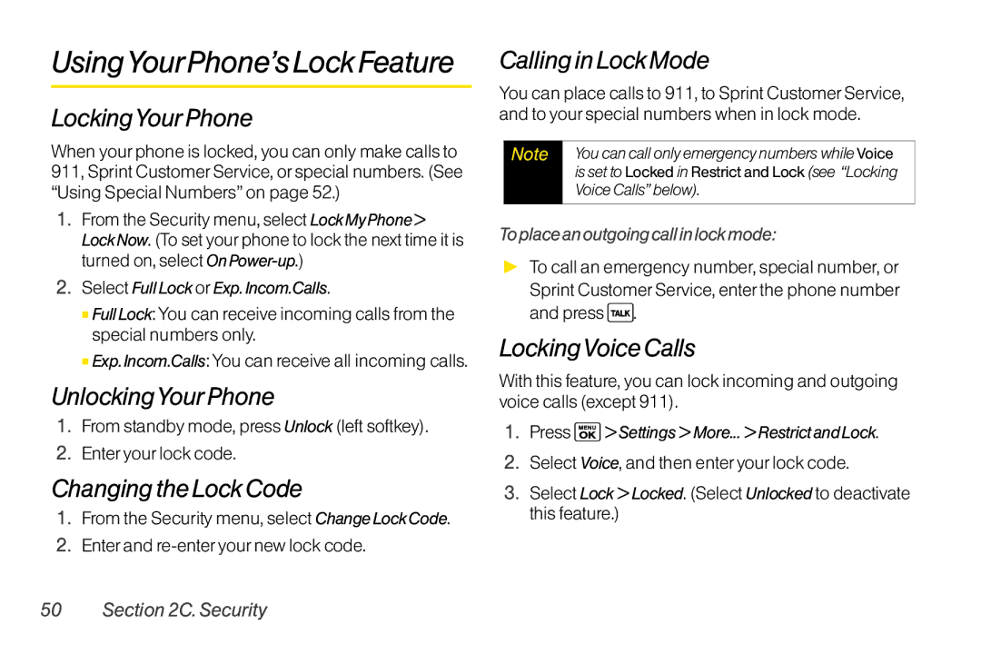 Sanyo LX manual UsingYourPhone’s Lock Feature 