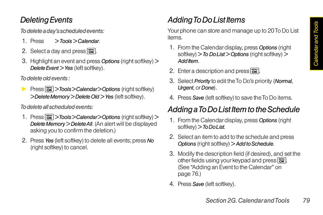 Sanyo LX manual Deleting Events, AddingTo Do List Items, Adding aToDo List Item to the Schedule 