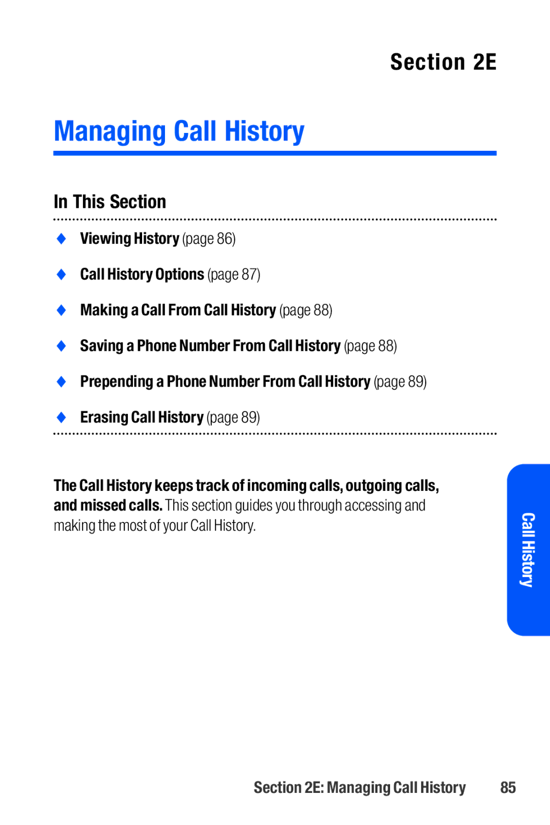 Sanyo M1 manual Managing Call History, Making the most of your Call History 