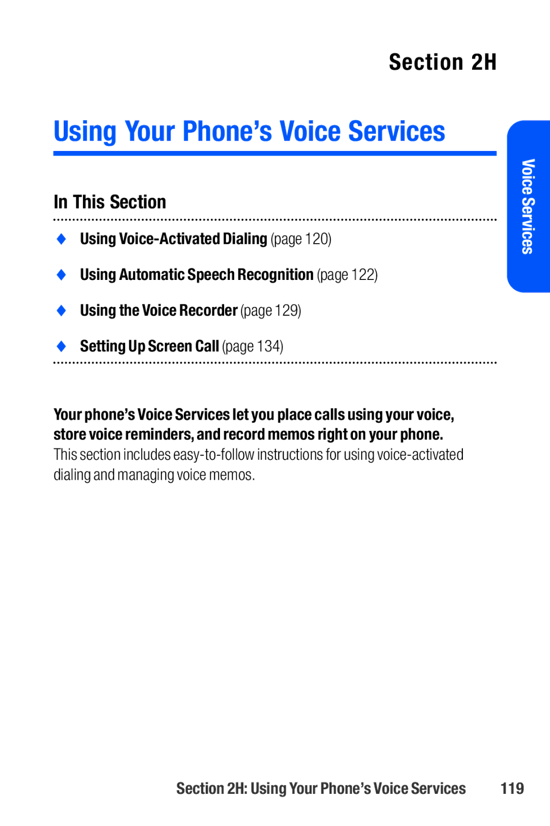 Sanyo M1 manual Using Your Phone’s Voice Services, 119 