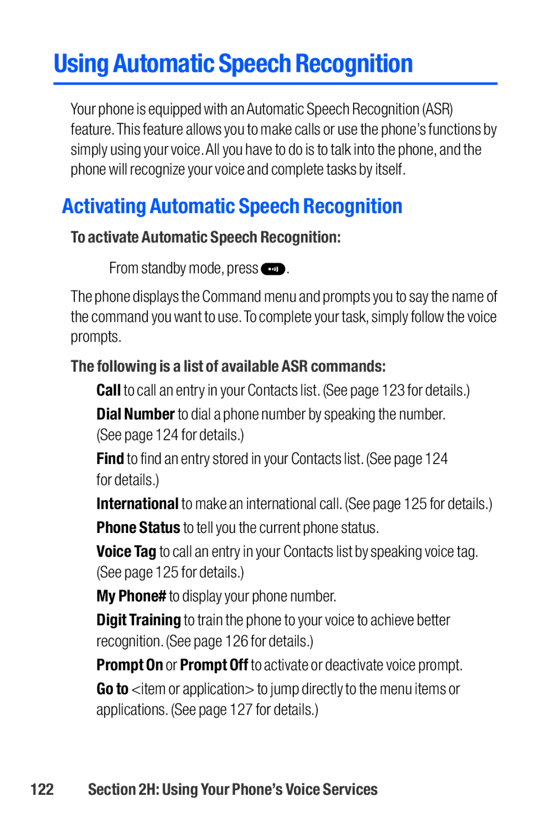 Sanyo M1 manual Using Automatic Speech Recognition, Activating Automatic Speech Recognition 