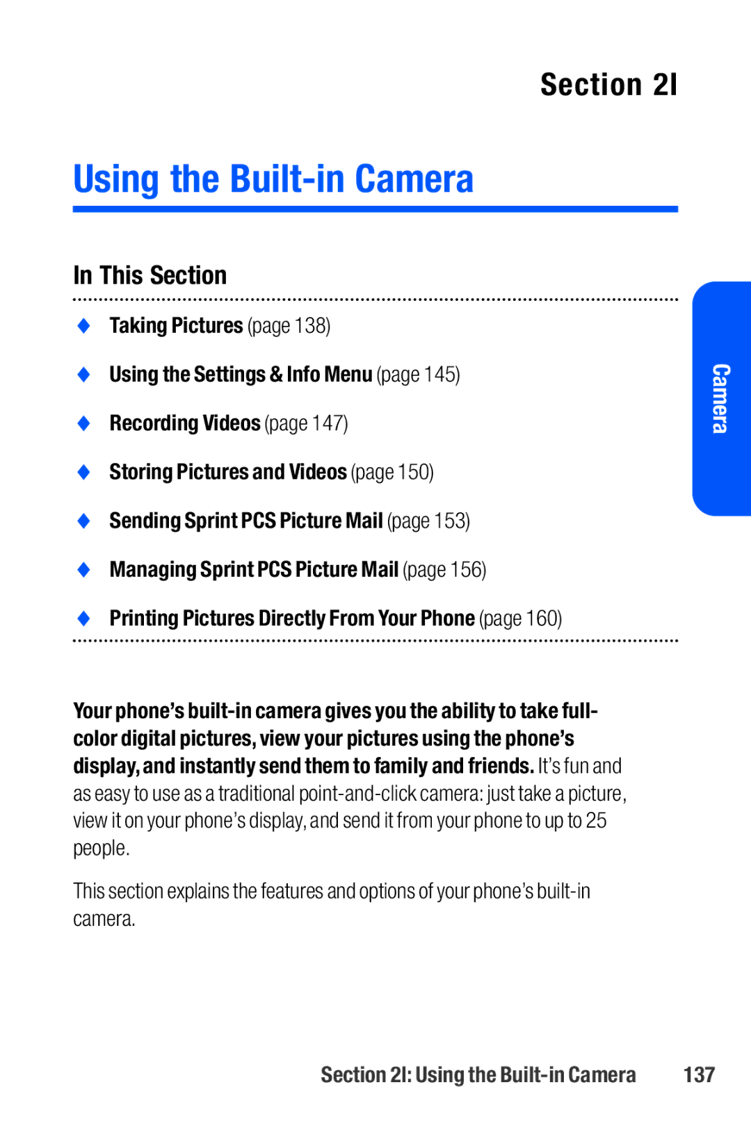 Sanyo M1 manual Using the Built-in Camera, 137 