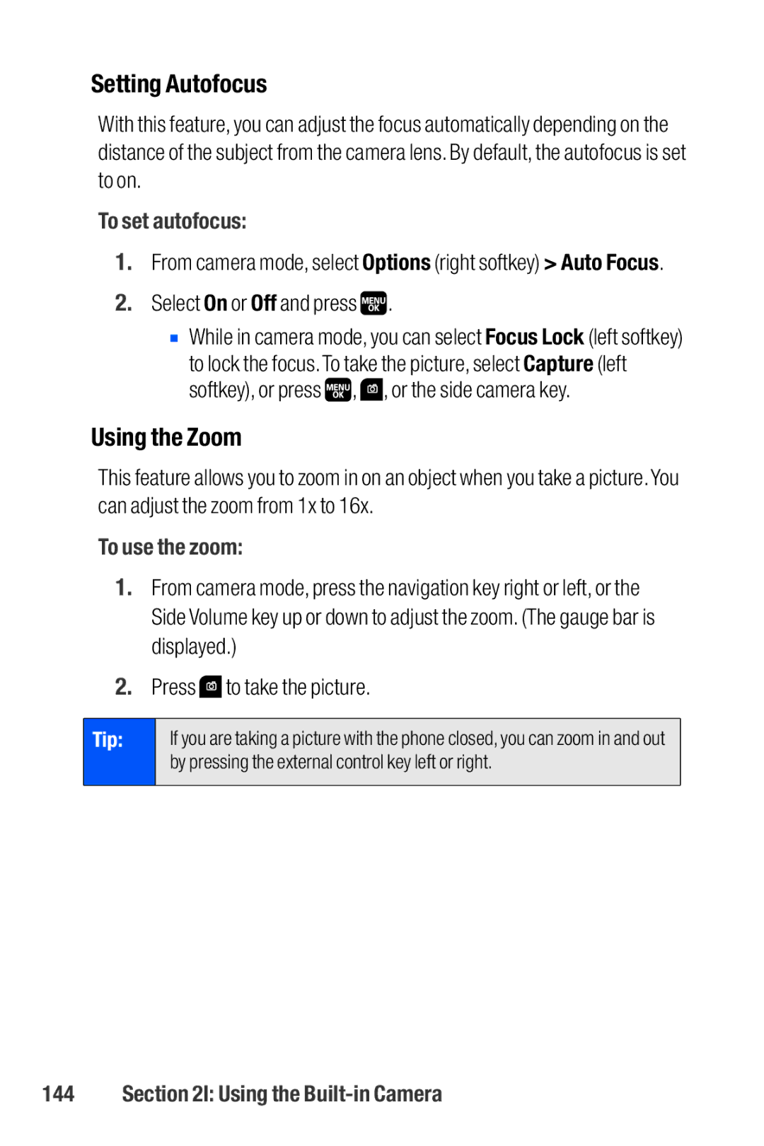 Sanyo M1 manual Setting Autofocus, Using the Zoom, To set autofocus, To use the zoom 