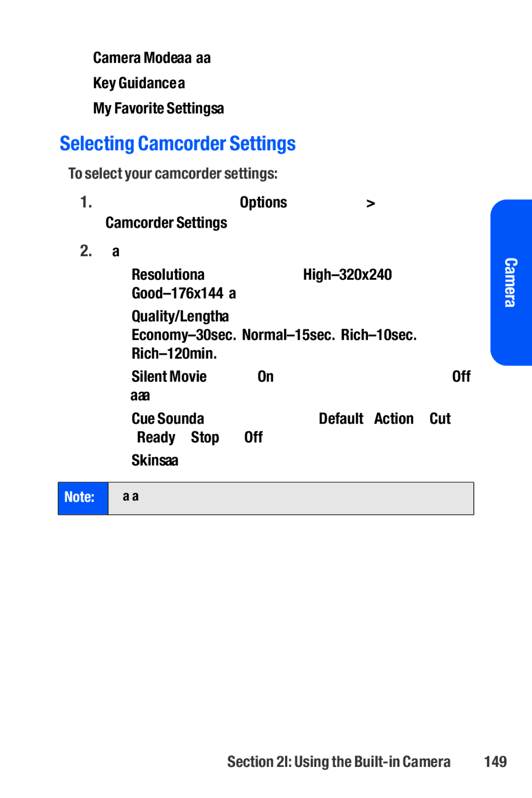 Sanyo M1 manual Selecting Camcorder Settings, To select your camcorder settings, Rich-120min, 149 