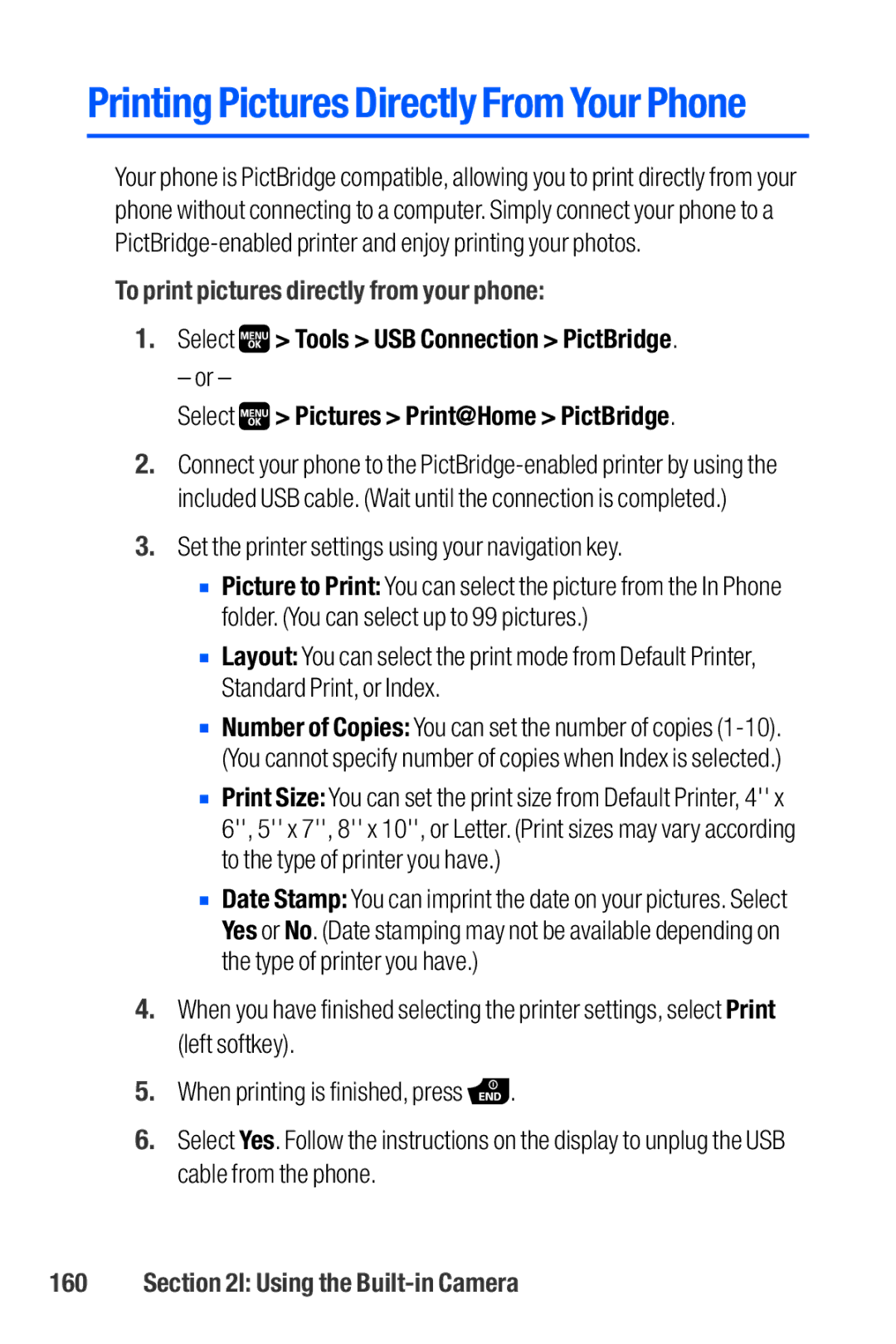 Sanyo M1 manual To print pictures directly from your phone, Set the printer settings using your navigation key 