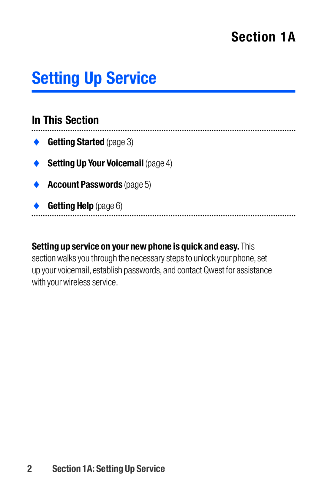 Sanyo M1 manual Setting Up Service, This Section 