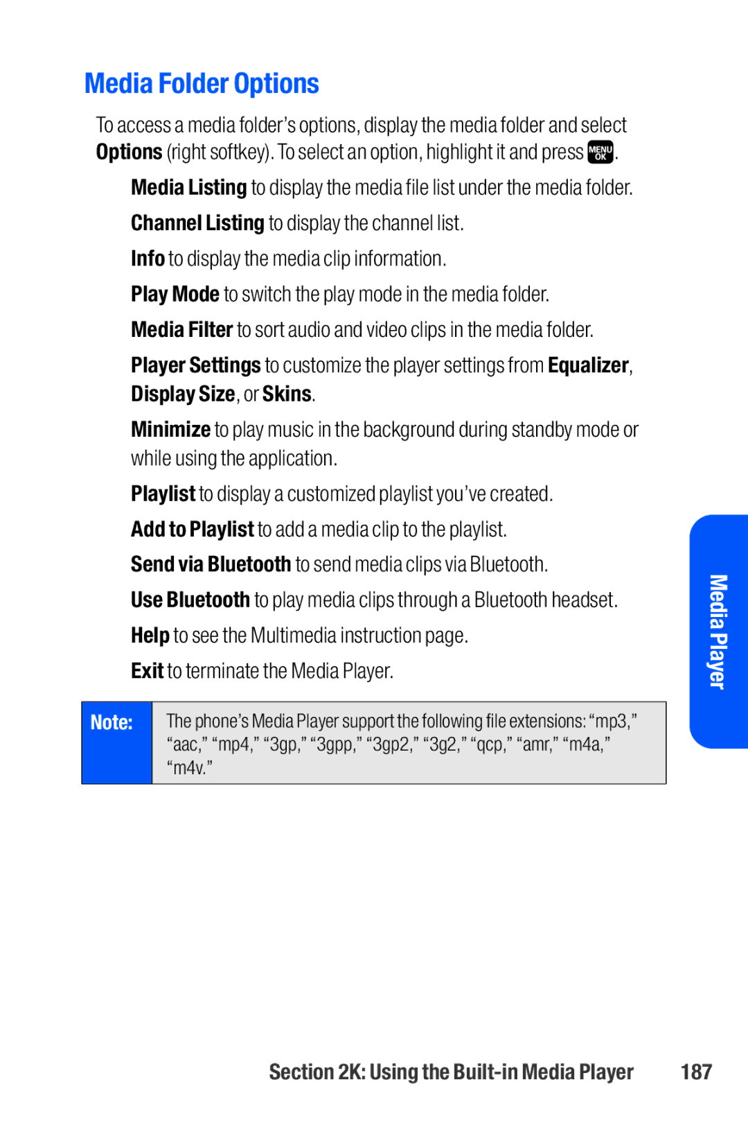 Sanyo M1 manual Media Folder Options, 187 