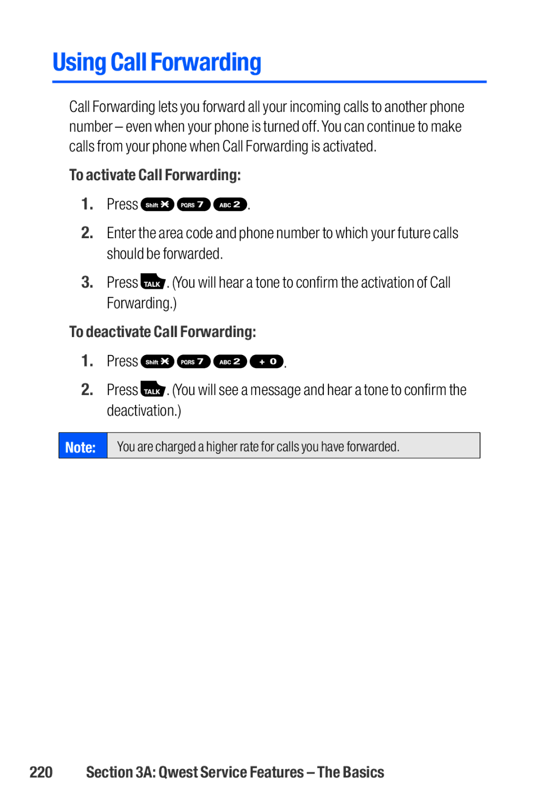 Sanyo M1 manual Using Call Forwarding, To activate Call Forwarding, To deactivate Call Forwarding 