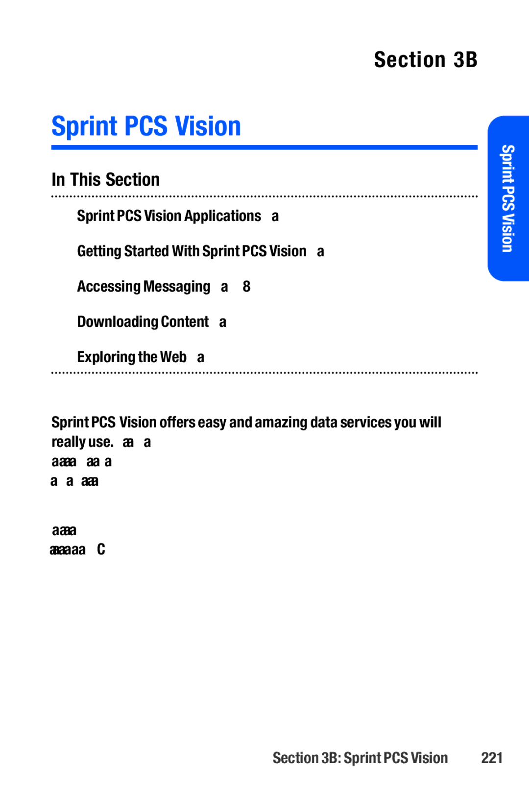 Sanyo M1 manual Sprint PCS Vision, 221 