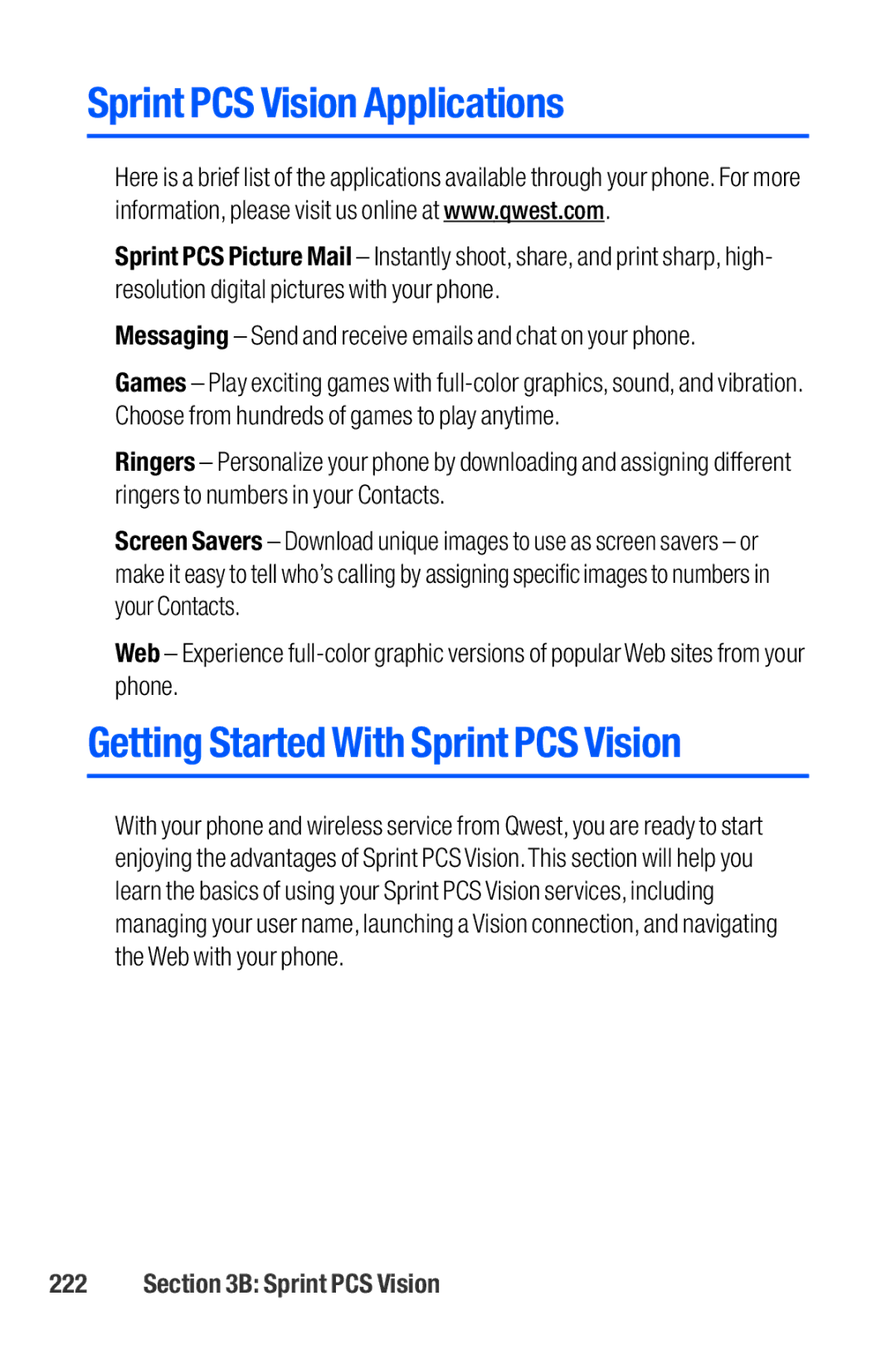 Sanyo M1 manual Sprint PCS Vision Applications, Getting Started With Sprint PCS Vision 