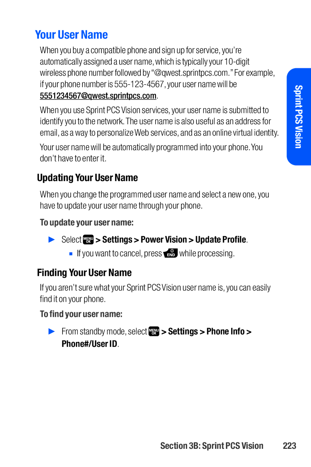 Sanyo M1 manual Updating Your User Name, Finding Your User Name 