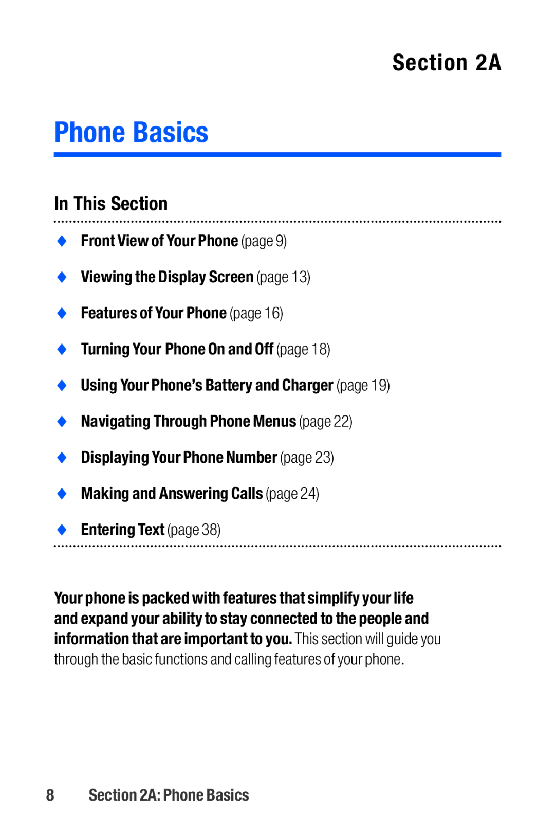 Sanyo M1 manual Phone Basics 