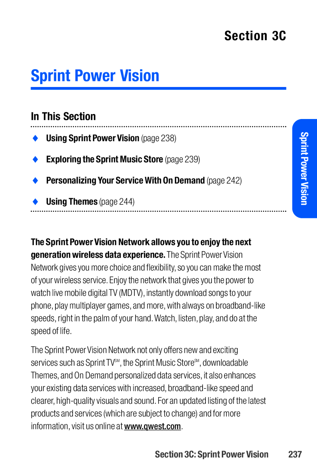 Sanyo M1 manual Sprint Power Vision, 237 